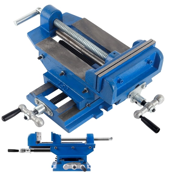 Lanfys 6" Cross Slide Drill Press Vise, 6 In Max Jaw Opening, Benchtop Drill Press, 2 Way X-Y Woodworking Clamp Machine Clamping Tool for Milling Machine, Drill Press and Machinery Maintenance