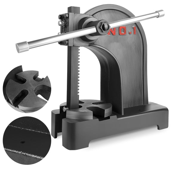 Lanfys Industrial Grade 1 Ton Black Cast Iron Hand Press, 5.5 Inch Precision Hand Press, Suitable for Metal Processing