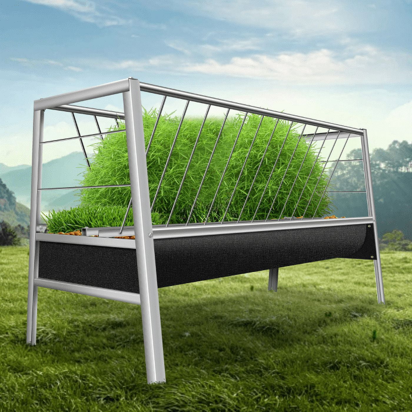 Goat Frame Round Lanfys Livestock 2 in 1 Functional Goat Feeder, 77 Gallon Capacity ...