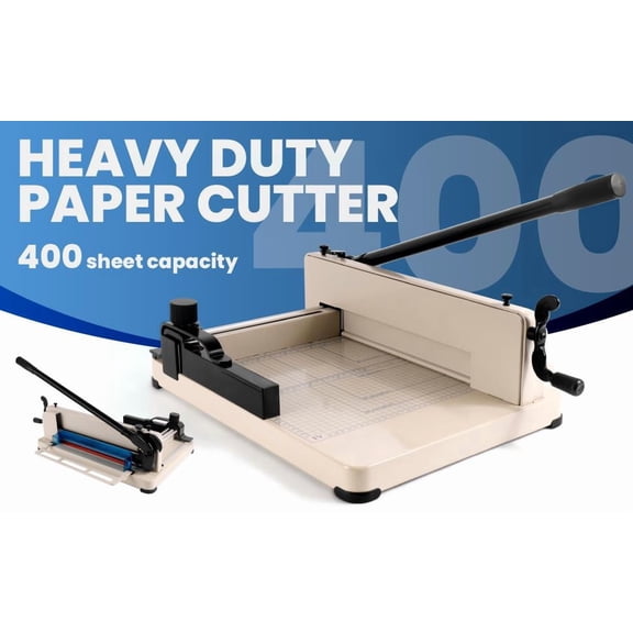 Lanfys Manual Flat-Cut Paper Cutter 1.6-Inch Heavy-Duty Capacity, Built for Offices and Print Shops, Standard with Adjustable Guides and a Safety Lock