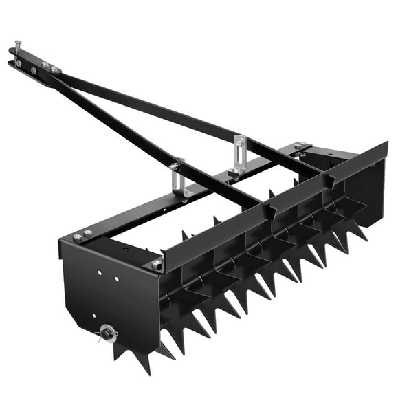 Lanfys Tow Plug Aerator,(31 inch)Tow Behind Spike Aerator with Steel Tines,Heavy Duty Rolling Lawn Aerator Tool for Farm Lawn, black