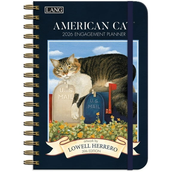 Lang Companies, American Cat 2026 Engagement Planner, 13.4'' X 12'', Weekly Calendar with Wire-O Binding