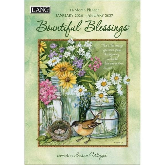 Lang Companies, Bountiful Blessings 2026 Planner, 8.5'' X 12'', 12-Month Calendar with Case Binding