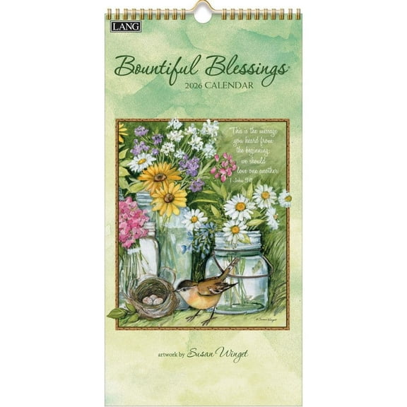 Lang Companies, Bountiful Blessings 2026 Vertical Wall Calendar, 3.63'' X 6.5'', 12-Month Calendar with Stapled Binding