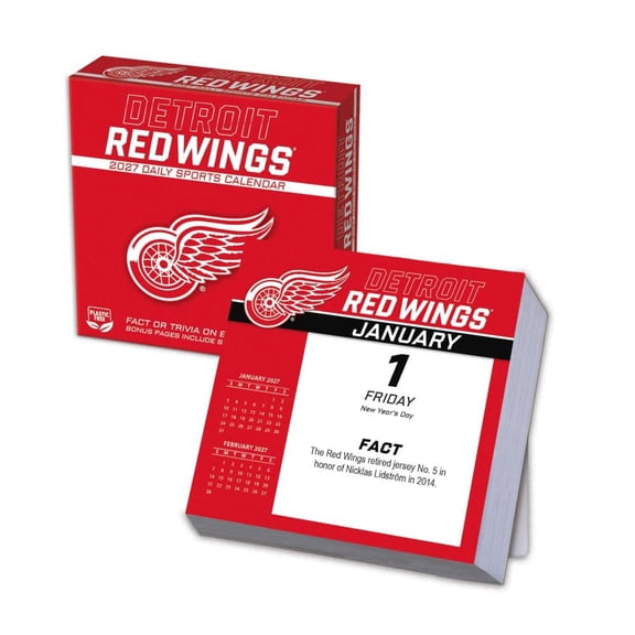 Turner Licensing, NHL Detroit Red Wings 2027 Desk Calendar, 5.38'' X 5.38'', 12-Month Calendar with Adhesive Binding