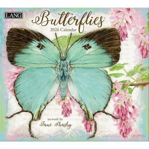 Lang Brands, LLC, Butterflies 2026 Wall Calendar by Jane Shasky, 13.4'' X 12'', 12-Month Calendar with Stapled Binding
