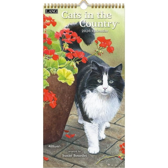 Lang Companies, Cats In The Country 2026 Vertical Wall Calendar, 8'' X 15.8'', 12-Month Calendar with Stapled Binding