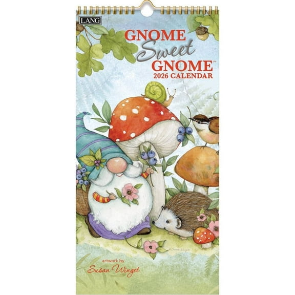 Lang Companies, Gnome Sweet Gnome 2026 Vertical Wall Calendar, 8'' X 15.8'', 12-Month Calendar with Stapled Binding