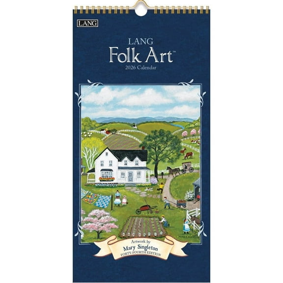 Lang Companies, Lang Folk Art 2026 Vertical Wall Calendar, 8'' X 15.8'', 12-Month Calendar with Stapled Binding