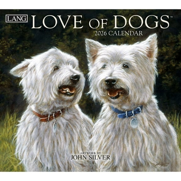 Lang Brands, LLC, Love of Dogs 2026 Wall Calendar by John Silver, 13.4'' X 12'', 12-Month Calendar with Stapled Binding