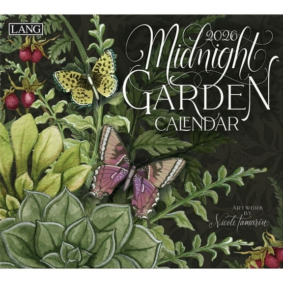 Lang Brands, LLC, Midnight Garden 2026 Wall Calendar by Nicole Tamarin, 13.4'' X 12'', 12-Month Calendar with Stapled Binding