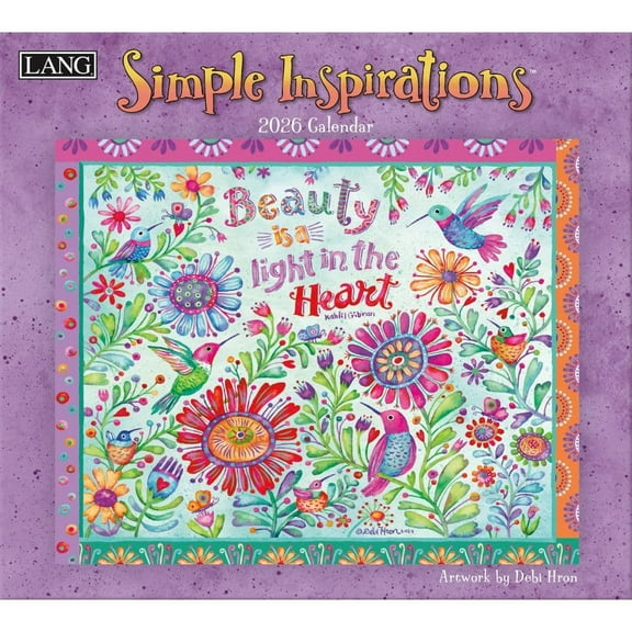 Lang Companies, Simple Inspirations 2026 Wall Calendar by Debi Hron, 13.4'' X 12'', 12-Month Calendar with Stapled Binding