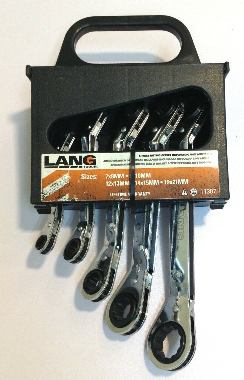 Lang Tools 5-Piece Metric Offset Ratchet Ratcheting Box Wrench Set - US Made
