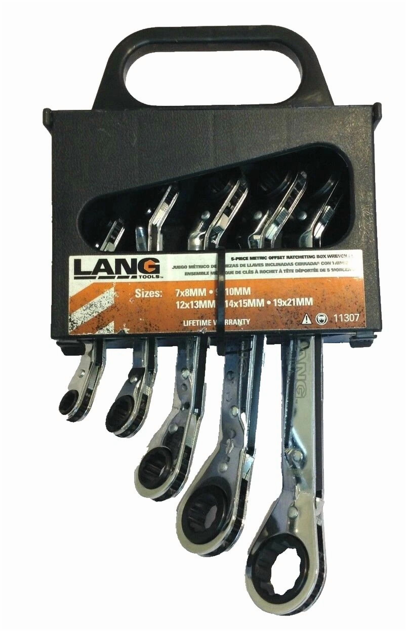 Lang Tools 5PC Metric Offset Ratchet Ratcheting Box Wrench Set - Made in USA