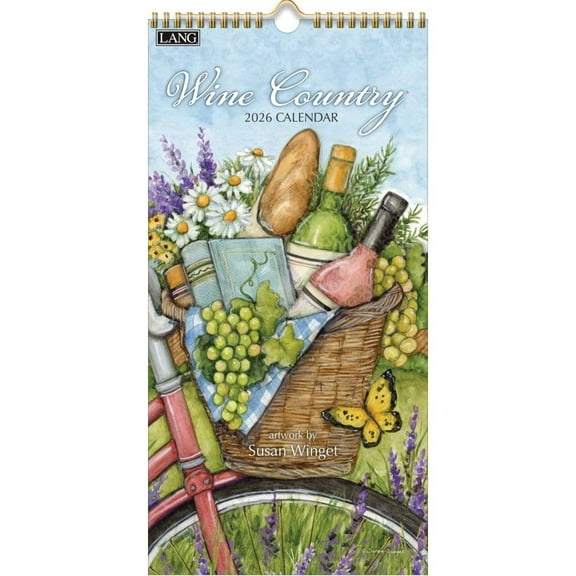 Lang Companies, Wine Country 2026 Vertical Wall Calendar, 8'' X 15.8'', 12-Month Calendar with Stapled Binding