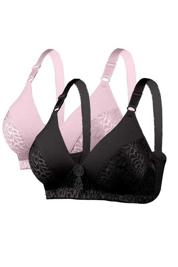 2PC Bras for Women Supportive Wireless Push Up Bra Full Coverage No Underwire Seamless Plunge Bralettes Everyday Tshirt Bra