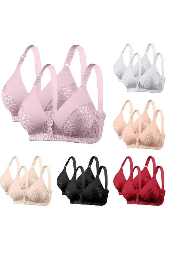 2PC Wireless Bras Women Seamless No Underwire Push Up Bra Supportive Plunge Bralettes Smooth Everyday Comfortable T-Shirt Bra