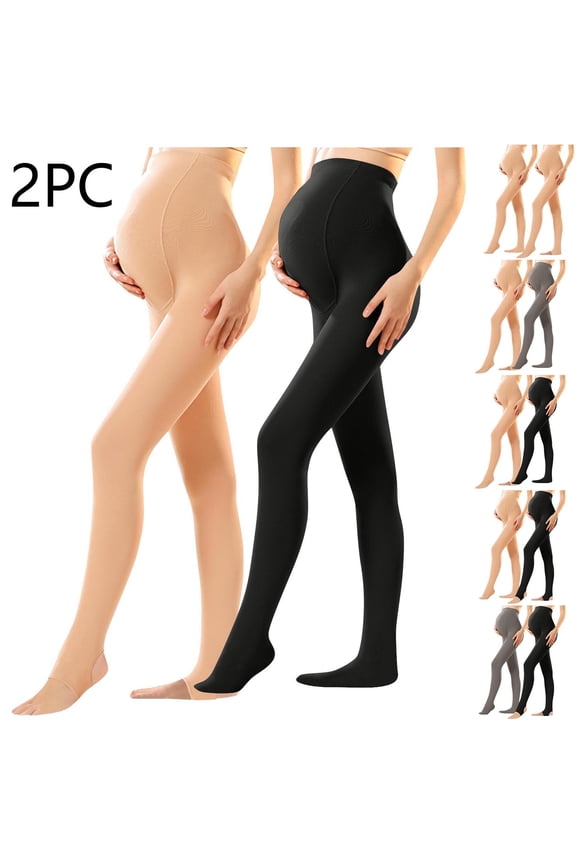 2PC Women's Thermal Maternity Tights Over The Belly Pregnancy Yoga Leggings Active Seamless Soft Pantyhose Workout Legging
