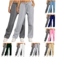 thumbnail image 1 of LangJing 2PC Womens Wide Leg Sweatpants Light Fleece Lined Pants with Pockets 2026 Baggy Lounge Drawstring Waist Athletic Joggers Navy,S, 1 of 7
