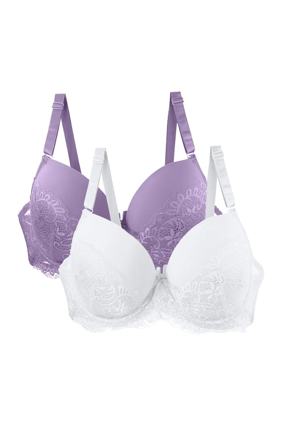 2pcs Womens Wireless Bras Comfortable Push Up Bra No Underwire Bra Full Support Lift Bralette Everyday Seamless Tshirt Bras