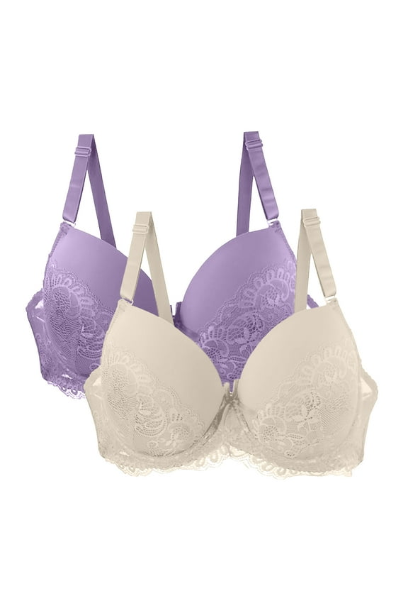 2pcs Womens Wireless Bras Comfortable Push Up Bra No Underwire Bra Full Support Lift Bralette Everyday Seamless Tshirt Bras