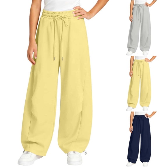 LangJing Barrel Sweatpants for Teen Girl Baggy Elastic Waist Drawstring Pant Kids Girls Joggers Wide Leg Sweat Pants, 5-16Years
