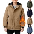 thumbnail image 1 of LangJing Boy's Windproof Winter Coats Warm Fleece Lined Outwear Youth Kids Thick Hooded Puffer Jacket Windbreaker 3-13Years, 1 of 7