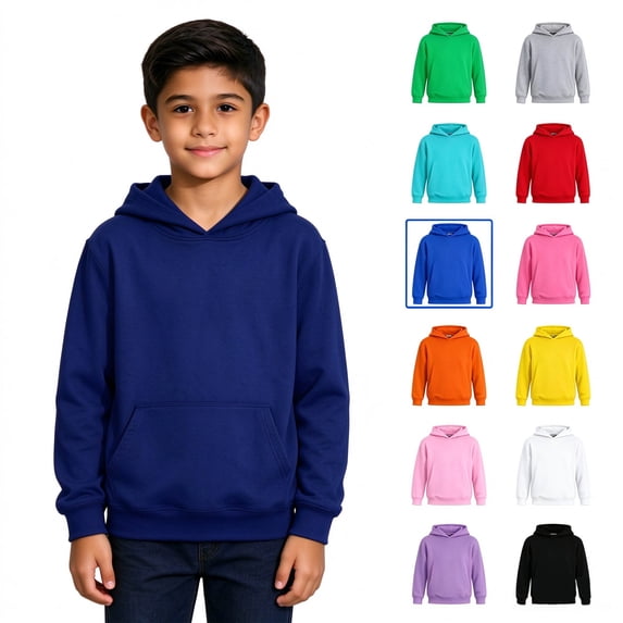 LangJing Boys Girls Solid Color Hoodies Youth Teens Long Sleeve Pullover Sweatshirt Juniors Hooded Tops Back to School Sweatshirts, 1-15Years