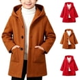 thumbnail image 1 of LangJing Boys Peacoats Casual Trench Coat Kids Hooded Long Jacket Wool Blend Dress Coat Single Breasted Pea Coat with Pockets, 2-10Years, 1 of 7