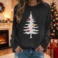 thumbnail image 1 of LangJing Christmas Sweatshirts for Women Xmas Tree Graphic Long Sleeve Holiday Tees Crewneck Pullover Tunic Tops, 1 of 7
