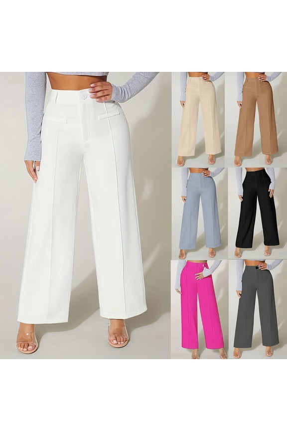 Dress Pants Women High Waisted Exposed Seam Suit Pants Business Casual Elegant Slacks Ladies Trouser for Office Work Beige,M