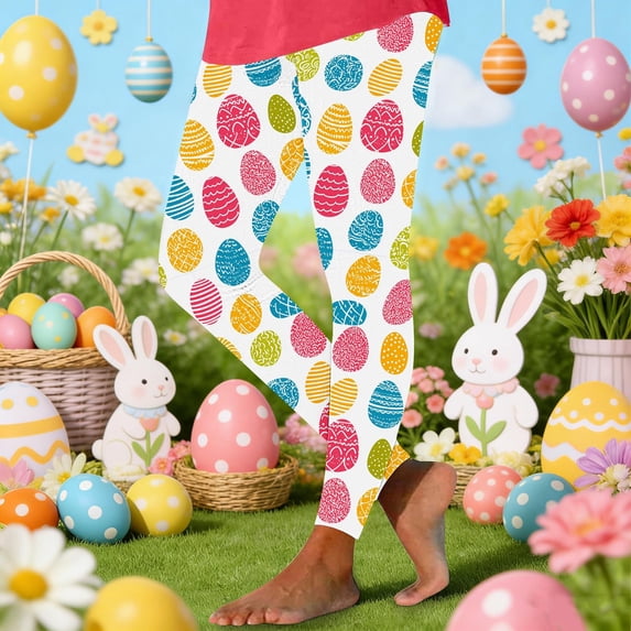 LangJing Easter Day Leggings for Women High Waisted Cute Bunny Eggs Graphic Pant Tummy Control Workout Tights Stretchy Yoga Pants 2026 Multicolor,XL