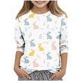 thumbnail image 1 of LangJing Easter Shirts for Teens 3-13Y 3/4 Length Sleeve Cute Bunny Eggs Printed Graphic T-Shirts Crewneck Basic Tees Top Rabbit T Shirt Multicolor 3-4Years, 1 of 5