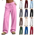 thumbnail image 1 of LangJing Fleece Sweat Pants for Women High Waisted Wide Leg Baggy Sweatpants Fall Winter Athletic Joggers Pant with Pockets Red,XL, 1 of 7