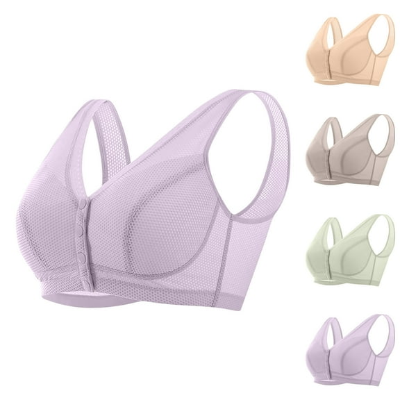 LangJing Front Closure Wireless Bras for Women No Underwire Plus Size Bralettes Push Up Seamless Bra Full Coverage Supportive Anti Sagging Bras