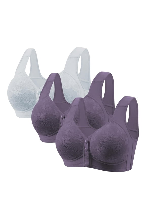 Front Snap Closure Comfort Bra Wireless Snap Closing Bra, Women's Non Magnetic And Non Steel Ring Gathered Bra With Thin Cup And Adjustable Lace Bra Underwear Light Blue,XXXXXL