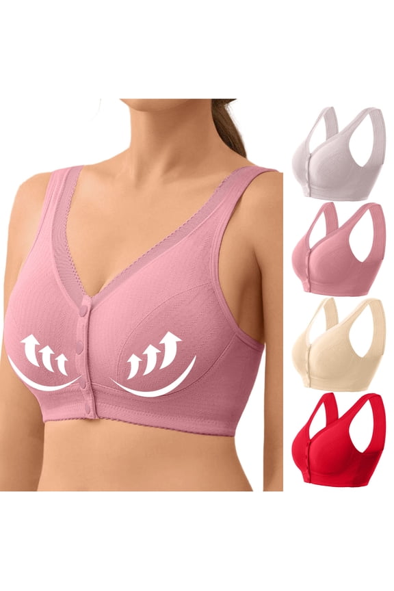 High Support Front Closure Bra for Women, Full Coverage Wireless Minimizer Bras No Underwire Adjustable Straps Bra