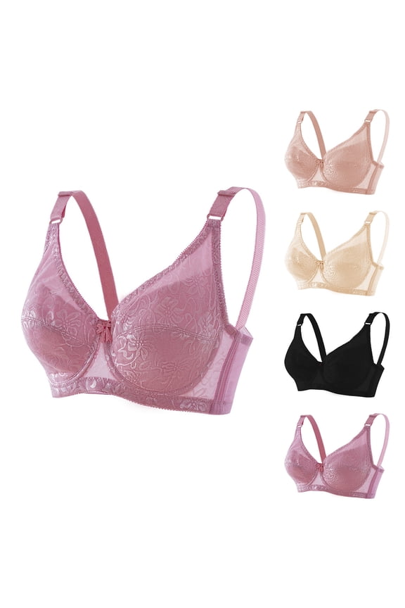 Lace Bras for Women Underwire Comfortable Bralette Thin Cups Supportive Seamless Bra Breathable Push Up Everyday T-Shirt Bra