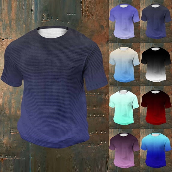 LangJing Men Oversized Workout T-Shirts Big and Tall Waffle Short Sleeve Tshirts Loose Fit Crew Neck Athletic Tops Mint Green,XL