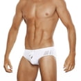 thumbnail image 1 of LangJing Men's Swimwear Low Rise Quick Dry Swim Briefs Bikini Swimsuits with Drawstring Surfing Short White,L, 1 of 6