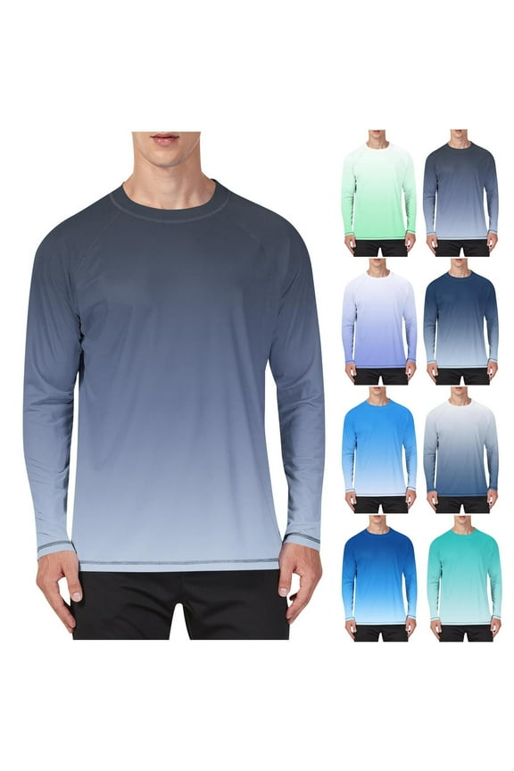 Mens Big and Tall Swim Shirts UPF 50+ Rash Guard Long Sleeve Sun UV Protection Beach Shirts Quick Dry Fishing T-Shirt Navy,XXXL