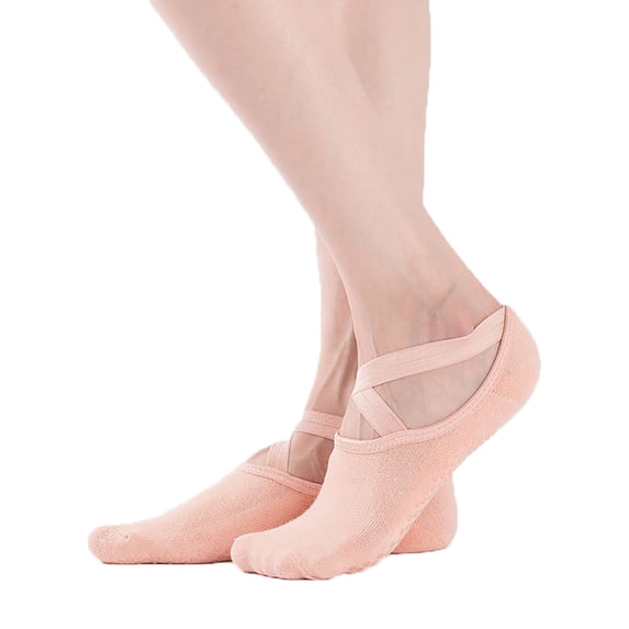 LangJing Pilates Socks for Women Non Slip Grip, Yoga Socks with Grippers for Barre, Hospital, Ballet, Dance, Barefoot Workout Beige,Free Size