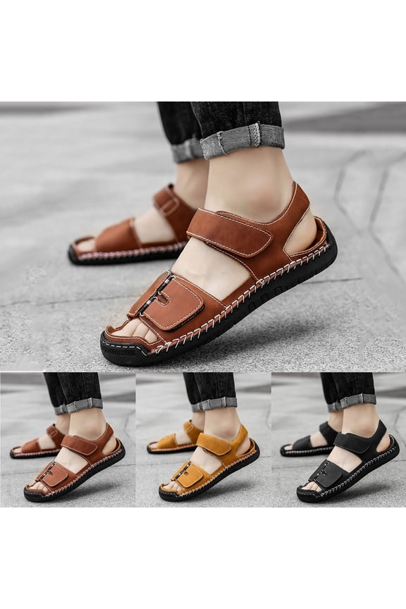 Sandals Men, Fashion Anti Kick Toe Protection Athletic Sandals for Mens Summer Fisherman Slip-on Roman Outdoor Shoes Yellow,38