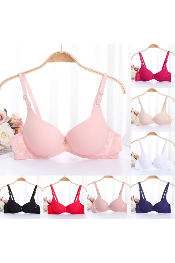 Seamless Bra, Women's Solid Color Seamless Sag-proof Bra Thin Underwear With Rims Daily Bra Blue,32