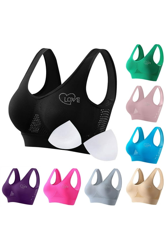 Sports Bras for Women, Women Seamless Sports Bra Wirefree Yoga Bra With Removable Pads Hot Pink,S