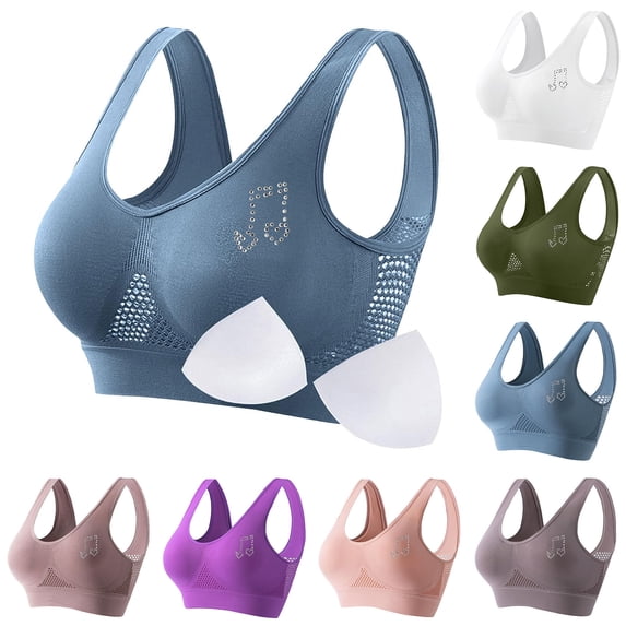 LangJing Sports Bras for Women, Women Seamless Sports Bra Wirefree Yoga Bra With Removable Pads Pink,XL