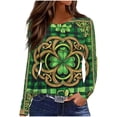 thumbnail image 1 of LangJing St. Patrick’s Day Long Sleeve Shirts for Women Oversized Crewneck Casual T-Shirts Green Clover Shamrock Print Soft Basic Tee Irish Holiday Tops, 1 of 7
