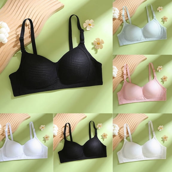 LangJing Teens & Petite Women Bras Breathable Underwear Wire Free Push Up Bra Adjustable Straps No Underwire Seamless T-Shirt Bra