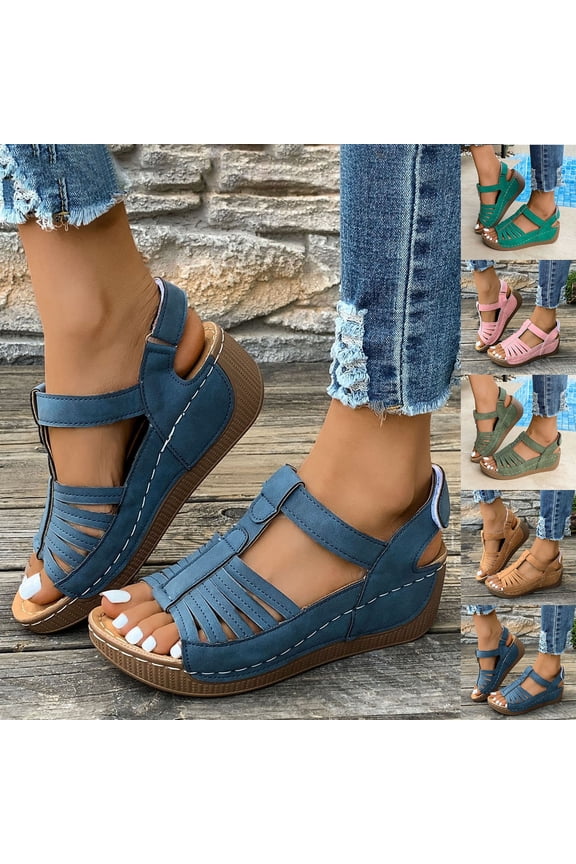 Wedge Shoes Womens Summer Dressy Orthopedic Sandals Open Toe Roman Wedges Platform Ankle Strap Ladies Sandals 2026 Brown,36