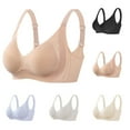 thumbnail image 1 of LangJing Wireless T-Shirt Bra, Women's Solid Color Sling Seamless Bra With Removable Pads Everyday Bras Beige,L, 1 of 7